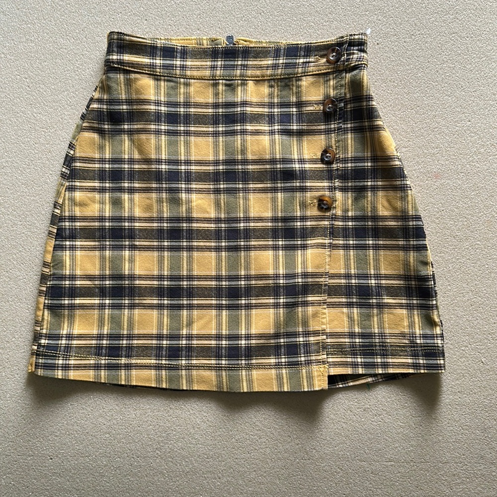 Hollister Ultra High-Rise Advanced Stretch Yellow Plaid Skirt (XS)
